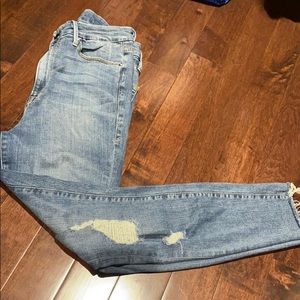 Good American Good Waist Crop Raw Edge Jeans